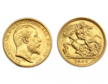 180 EUR Media libra 1906 Eduardo VII  Sin Circular  ORO 917  3,99 gr
